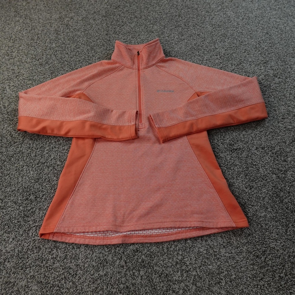 Columbia‎ Pullover Womens XS Orange Fleece 1/4 Zip Mock Neck Lightweight Hiking - Picture 2 of 10